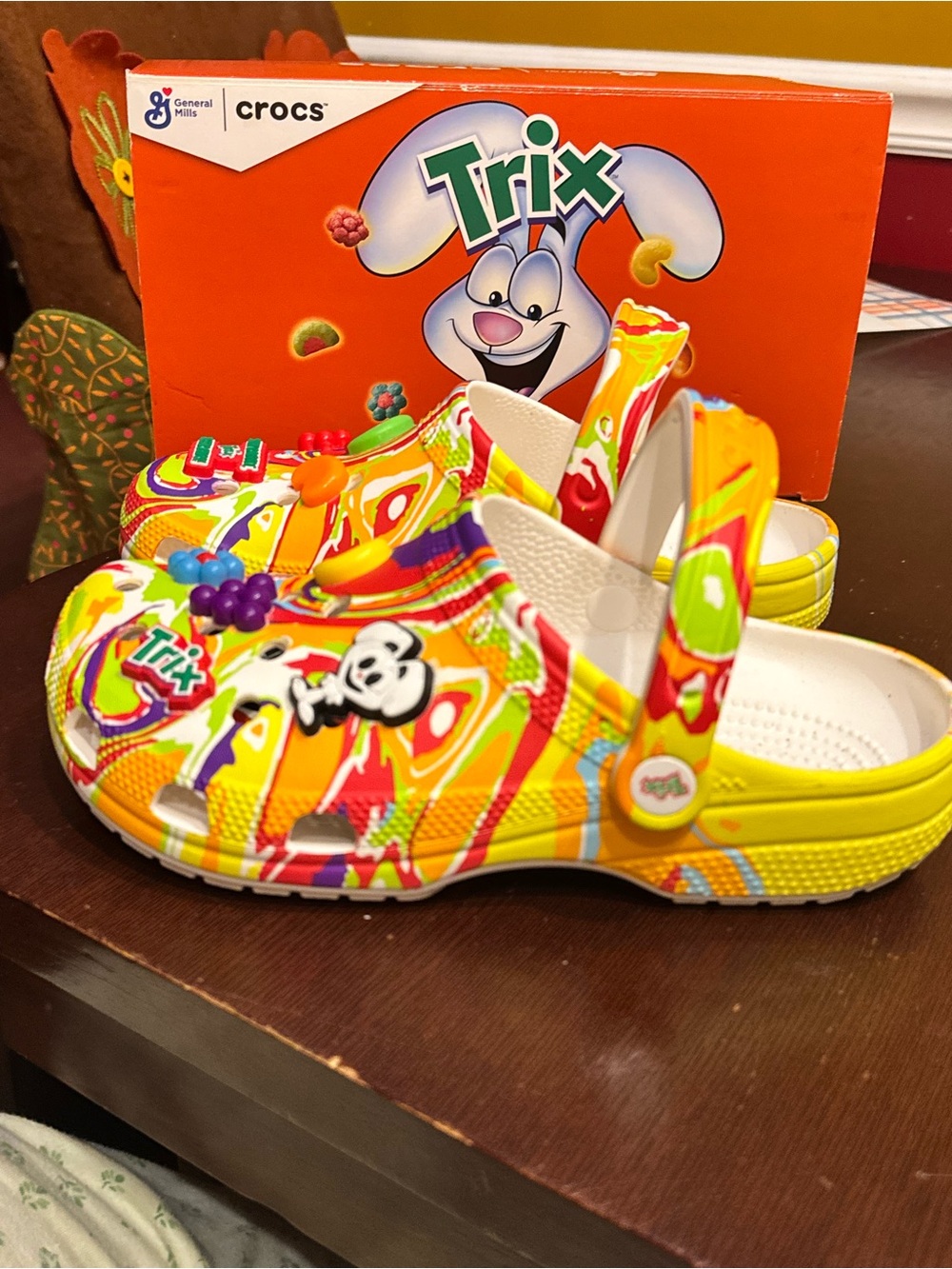 CROCS Kids Yellow Multi Trix Graphic Clog Sandals